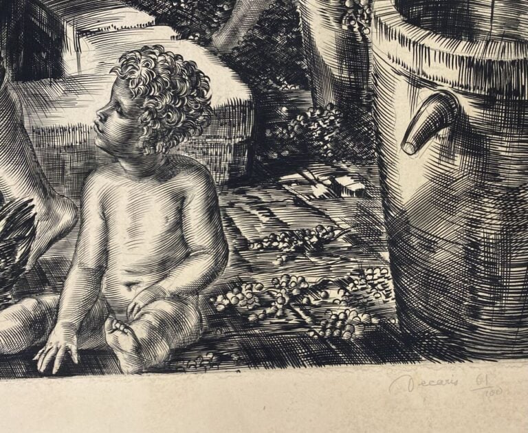 * Albert DECARIS (1901-1988) - Le pressoir - Gravure au burin sur vélin - Signé…