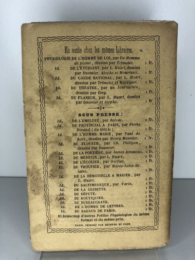 ALHOY (Maurice). - Physiologie de la Lorette. Édité à Paris chez Aubert sans da…