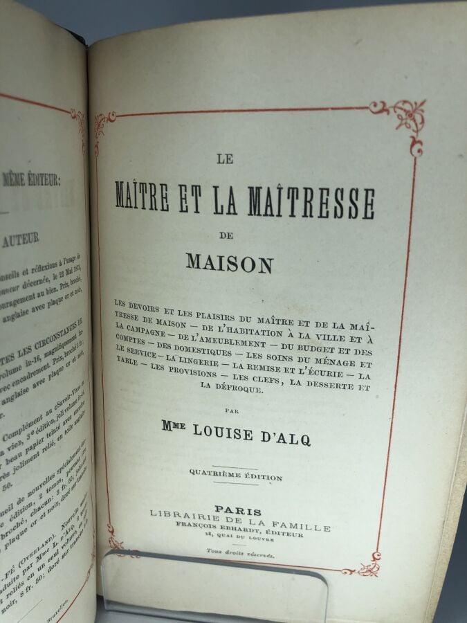 ALQ (Louise). - Le maitre et la maitraisse de maison. Édité à Paris chez Franço…