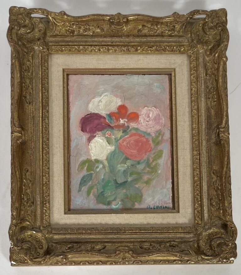 André LANSKOY (1902-1976) dans le goût de - Bouquet de fleurs - Huile sur toile…