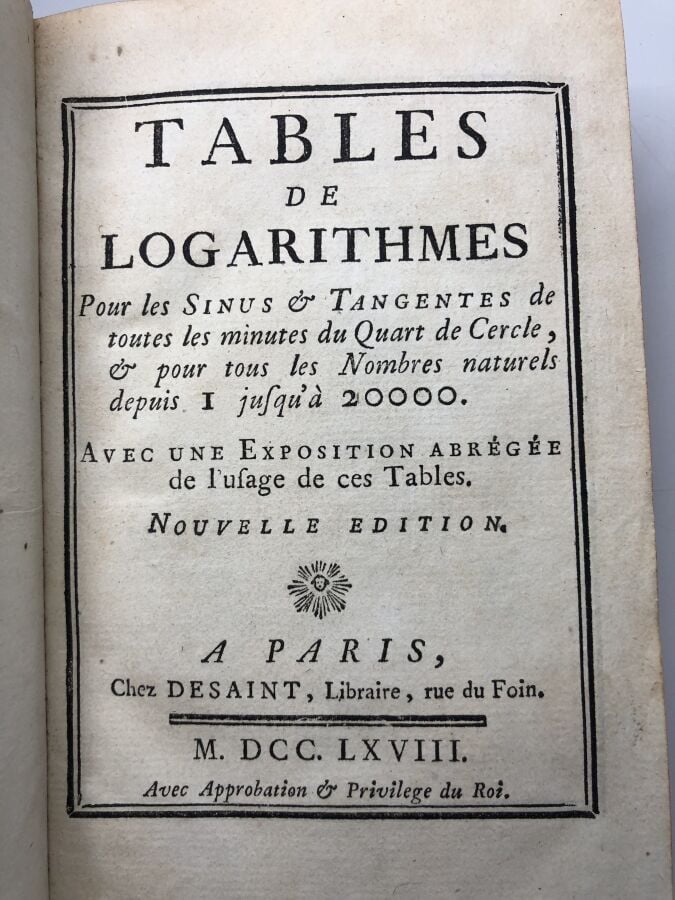 ANONYME. - Tables de logarithmes pour les sinus, tangentes de toutes les minute…