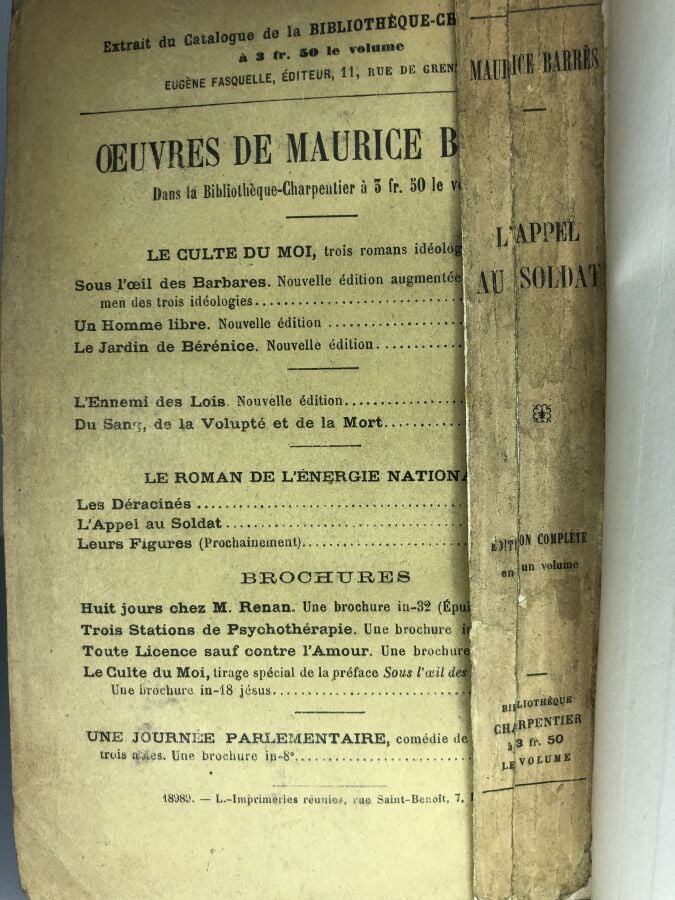 BARRES (Maurice). - L'appel au soldat. Édité à Paris chez Félix Juven sans date…