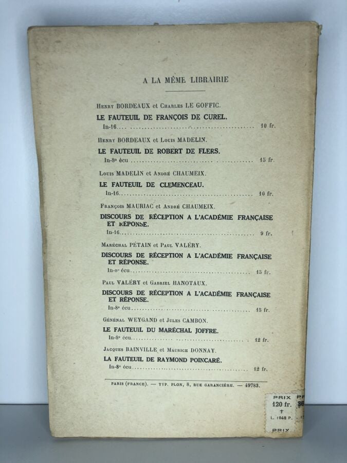 BELLESSORT (André). - Discours de réception de M. Joseph de Pesquidoux a l'acad…