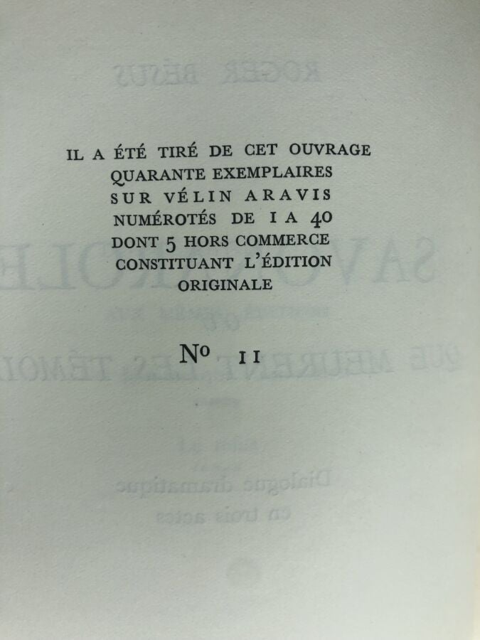 BESUS (Roger). - Savonarole ou que meurent les témoins. Édité à Paris chez Du S…