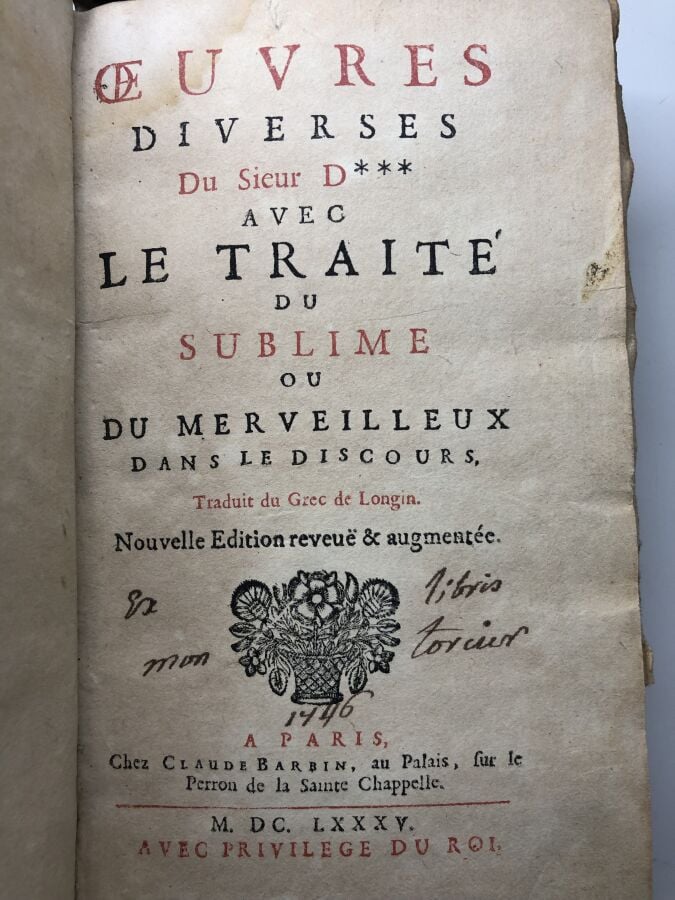 BOILEAU-DESPREAUX (Nicolas). - OEuvres diverses du sieur D*** avec le traité du…