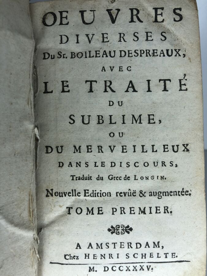 BOILEAU DESPREAUX. - OEuvres diverses du Sr Boileau Despreaux avec le traité du…