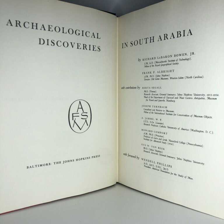 BOWEN (Lebaron Richard Jr). - Archeological discoveries in south arabia. Édité…
