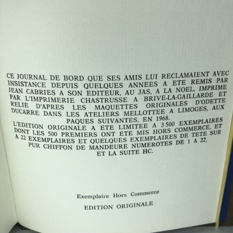 CABRIES (Jean). - Le Caravansérail. Édité sans lieu chez Robert Morel en 1968.…