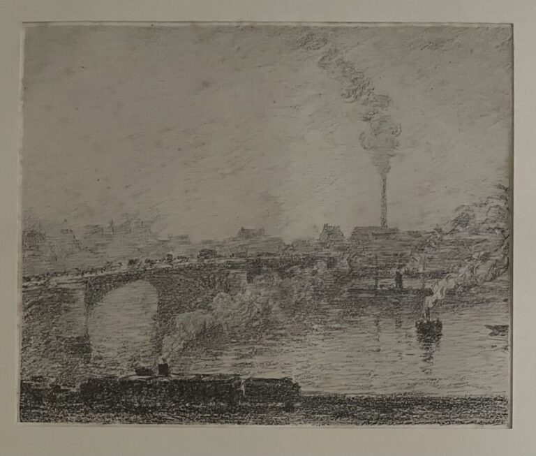 Camille PISSARRO (1831-1903) d'après - Pont à Rouen - Lithographie sur vélin, p…