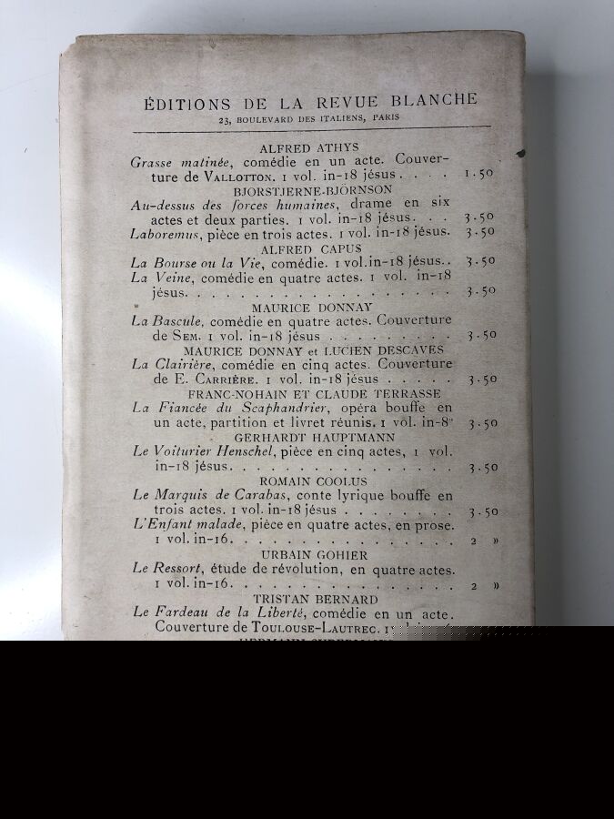 CAPUS (Alfred) - La veine, comédie en 4 actes. Édité à Paris chez éditions de l…