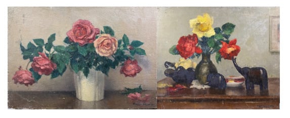 Charles MARTIN-SAUVAIGO (1881-1970) - Bouquet de roses au vase blanc - Huile su…