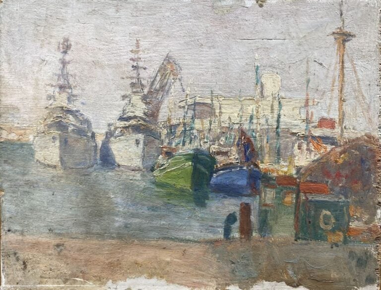 Charles MARTIN-SAUVAIGO (1881-1970) - Dakar - Huile sur panneau - Cachet d'atel…