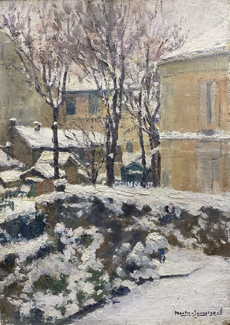 Charles MARTIN-SAUVAIGO (1881-1970) - De ma fenêtre - Huile sur panneau - Signé…