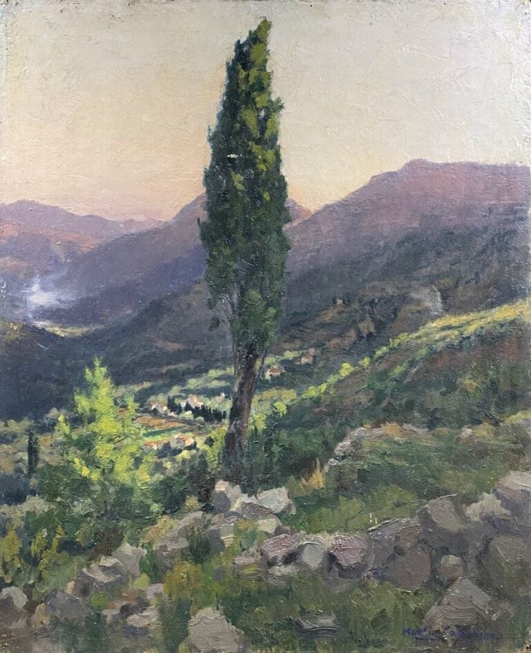 Charles MARTIN-SAUVAIGO (1881-1970) - Environs de Nice, 1930 - Huile sur pannea…