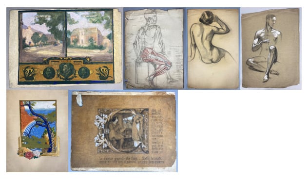 Charles MARTIN-SAUVAIGO (1881-1970) et divers - Carton à dessins comprenant des…