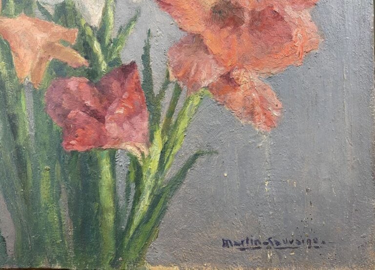Charles MARTIN-SAUVAIGO (1881-1970) - Glaïeuls - Huile sur panneau - Signé en b…