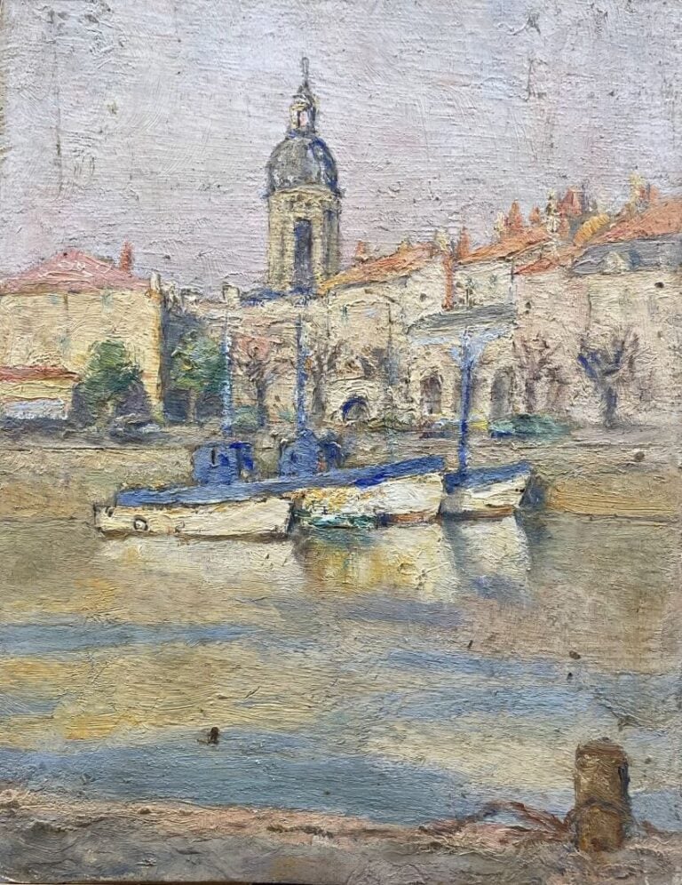 Charles MARTIN-SAUVAIGO (1881-1970) - Honfleur - Huile sur panneau - Cachet d'a…