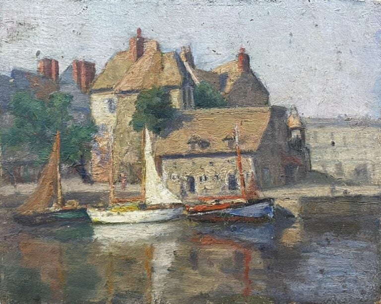Charles MARTIN-SAUVAIGO (1881-1970) - Honfleur - Huile sur panneau - Cachet d'a…