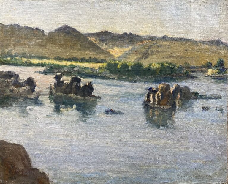 Charles MARTIN-SAUVAIGO (1881-1970) - Le Nil vers Assouan (Sud), Pyramide - Toi…