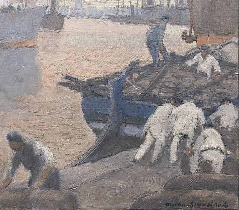 Charles MARTIN-SAUVAIGO (1881-1970) - Le port de Bordeaux - Etude marouflée sur…