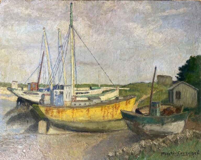 Charles MARTIN-SAUVAIGO (1881-1970) - Le port de La Rochelle - Huile sur pannea…
