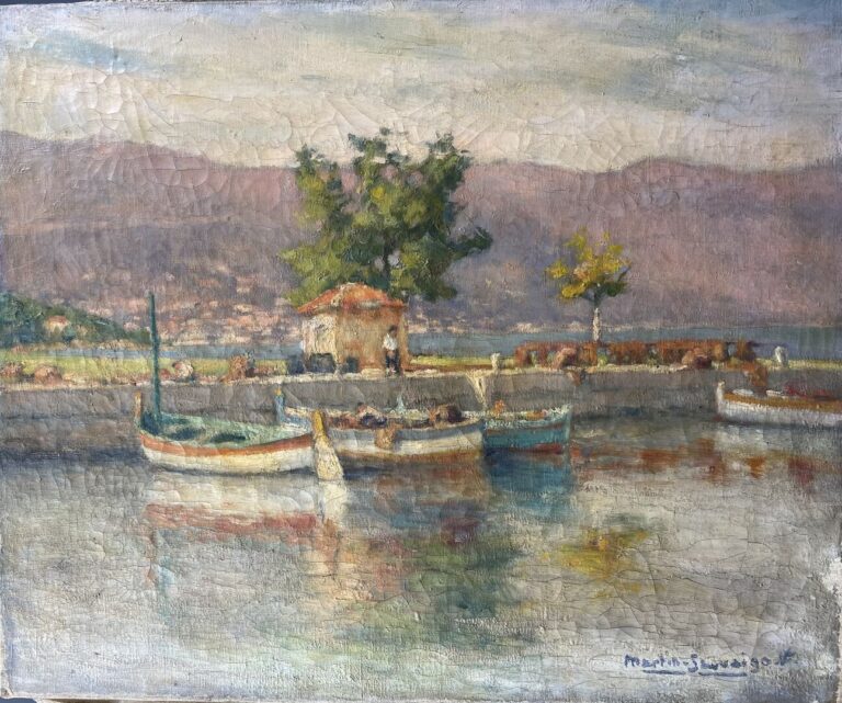 Charles MARTIN-SAUVAIGO (1881-1970) - Le Port de Saint-Jean-Cap-Ferrat - Huile…