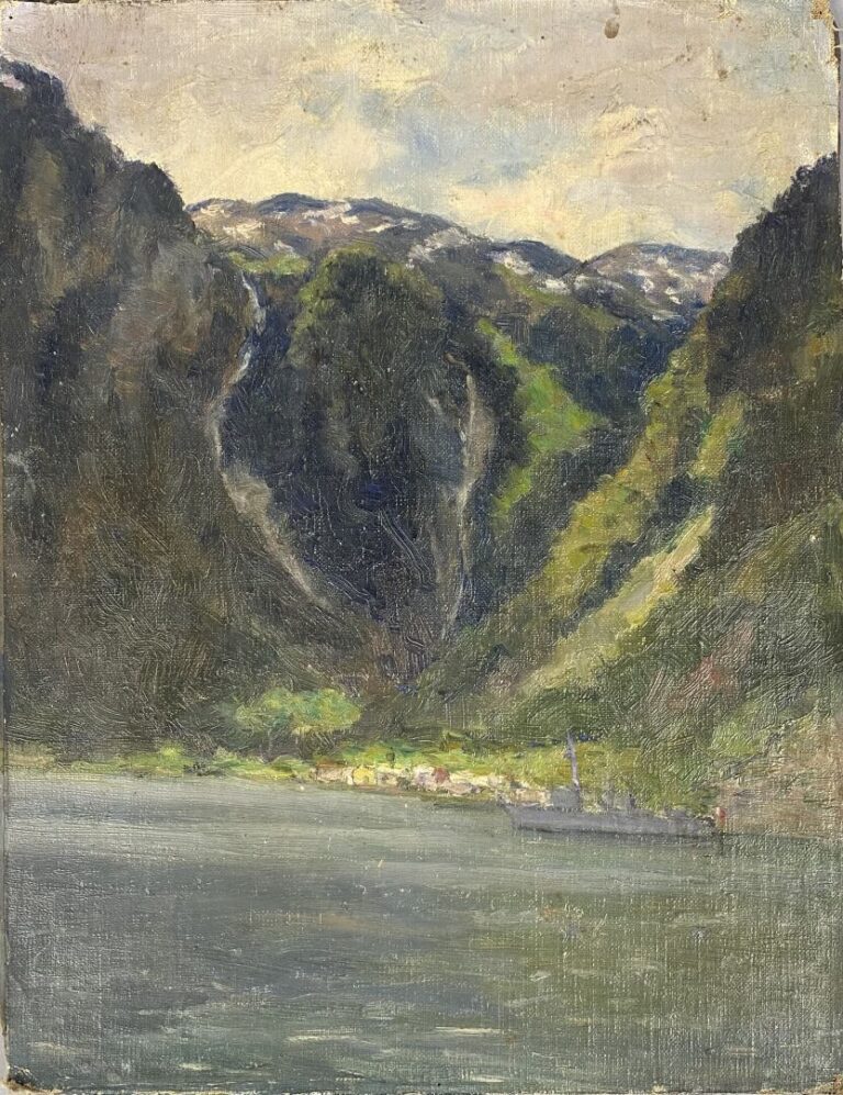 Charles MARTIN-SAUVAIGO (1881-1970) - Merok Norvège, 1955 - Huile sur panneau -…