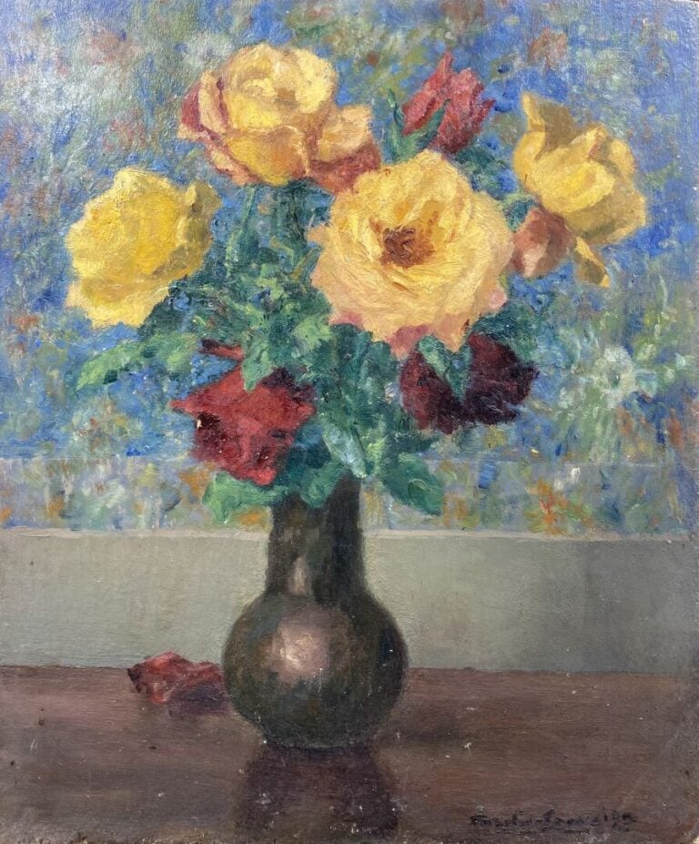 Charles MARTIN-SAUVAIGO (1881-1970) - Mimosas - Huile sur panneau - Signé en ba…