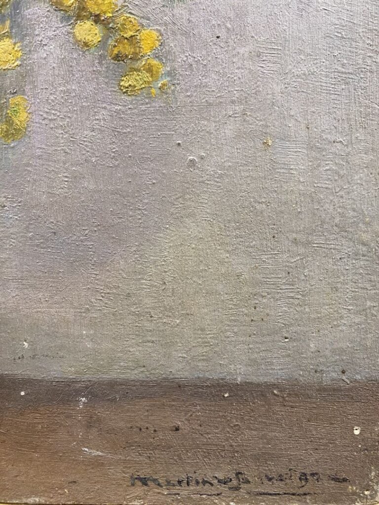 Charles MARTIN-SAUVAIGO (1881-1970) - Mimosas - Huile sur panneau - Signé en ba…