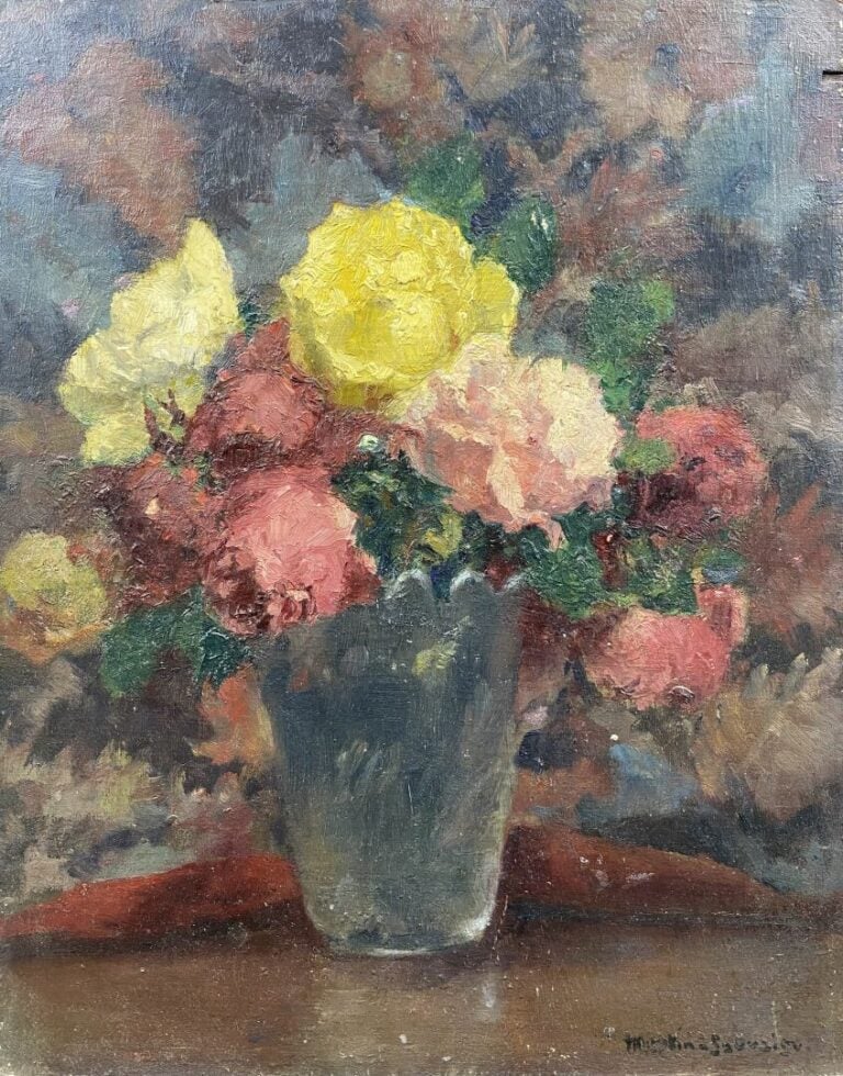 Charles MARTIN-SAUVAIGO (1881-1970) - Oeillets de Nice - Huile sur panneau - Si…