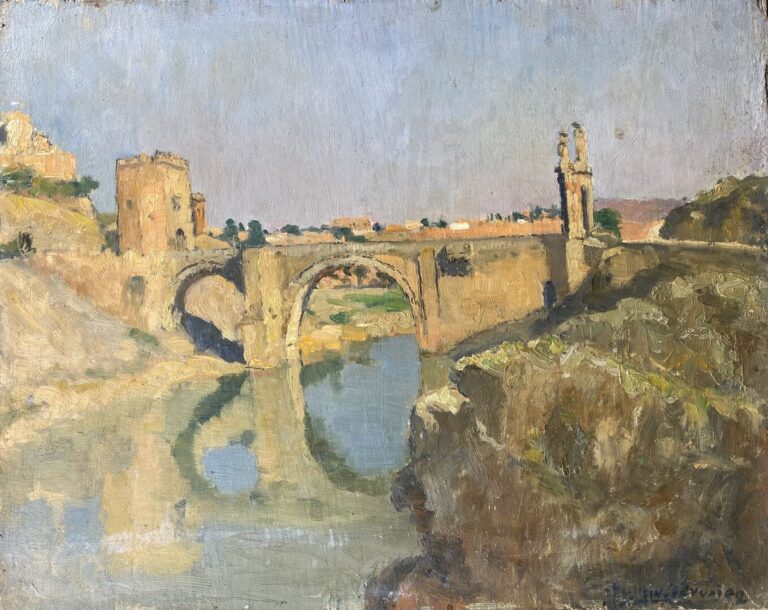Charles MARTIN-SAUVAIGO (1881-1970) - Pont à Tolède - Huile sur panneau - Signé…