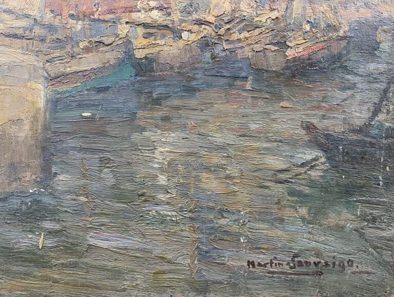 Charles MARTIN-SAUVAIGO (1881-1970) - Port en Mer du Nord, 1930 - Huile sur pan…