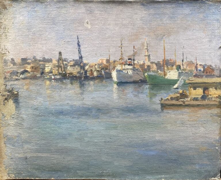 Charles MARTIN-SAUVAIGO (1881-1970) - Port méditerranéen - Huile sur panneau -…