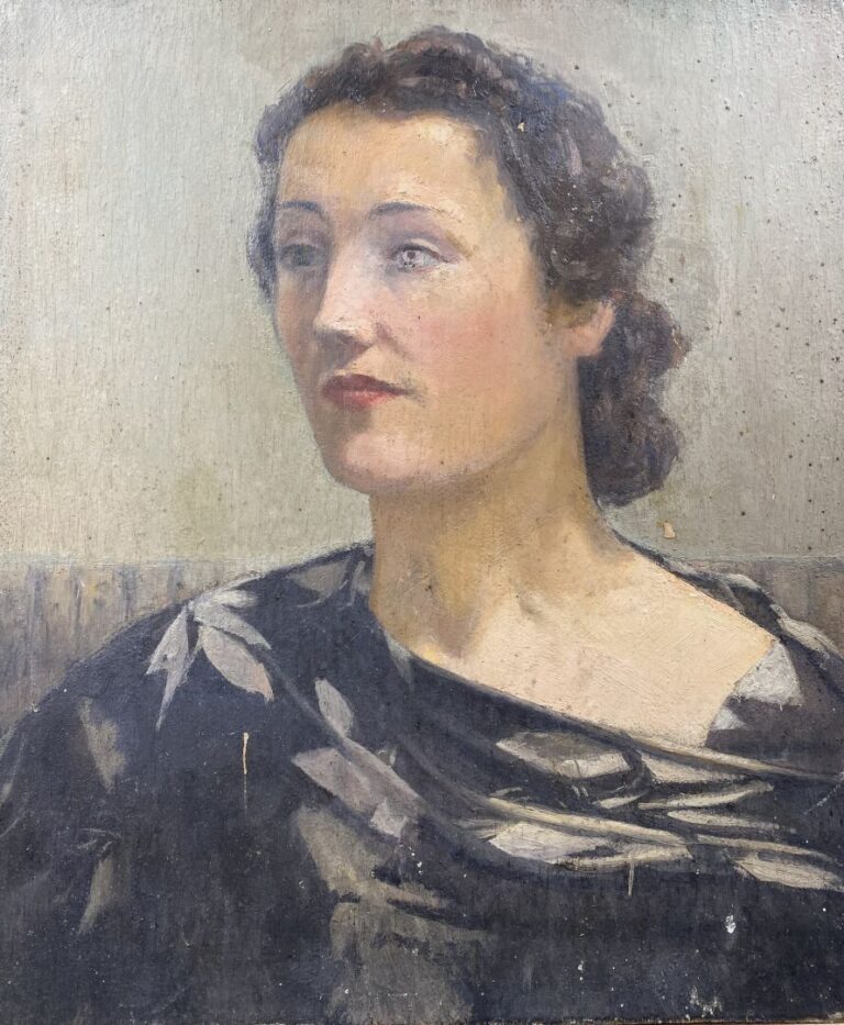 Charles MARTIN-SAUVAIGO (1881-1970) - Portrait de Madame Sauvaigo - Huile sur p…