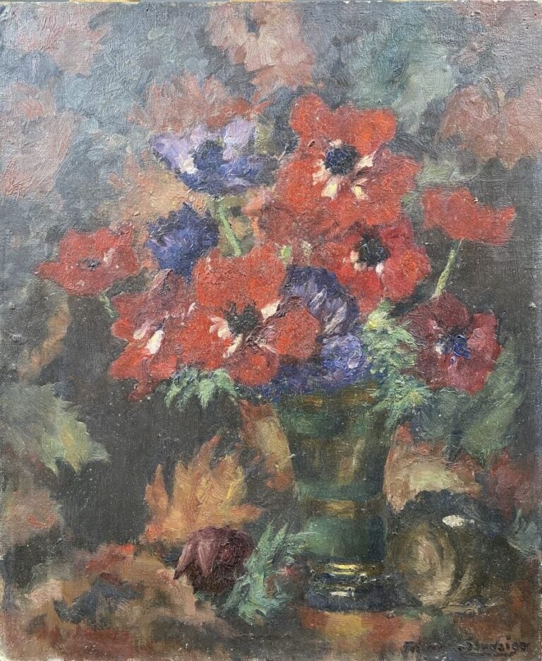 Charles MARTIN-SAUVAIGO (1881-1970) - Tulipes - Huile sur panneau - Cachet d'at…