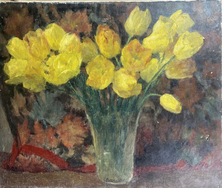 Charles MARTIN-SAUVAIGO (1881-1970) - Tulipes jaunes - Huile sur toile - Cachet…