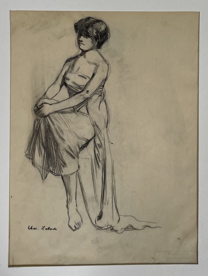 Chas LABORDE (1886-1941) (01562) - Femme assise - Crayon sur papier, cachet de…