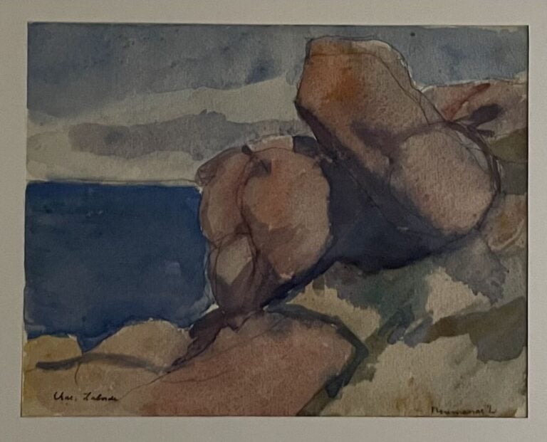 Chas LABORDE (1886-1941) (01562) - Rocher à Ploumanach (Côtes d'Armor) - Aquare…