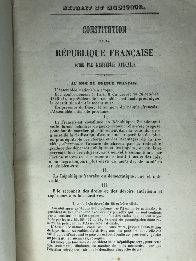 COLLECTIF. - Constitution de la république française promulguée à Grenoble le 1…