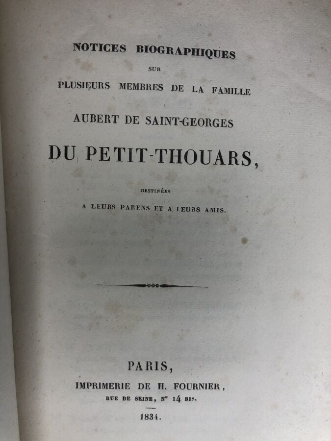 COLLECTIF (Famille Aubert de Saint-Georges du Petit-Thouars). - Notices biograp…