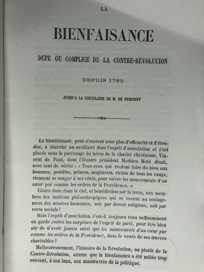 COLLECTIF. - La bienfaisance dupe ou complice de la contre-révolution depuis 17…