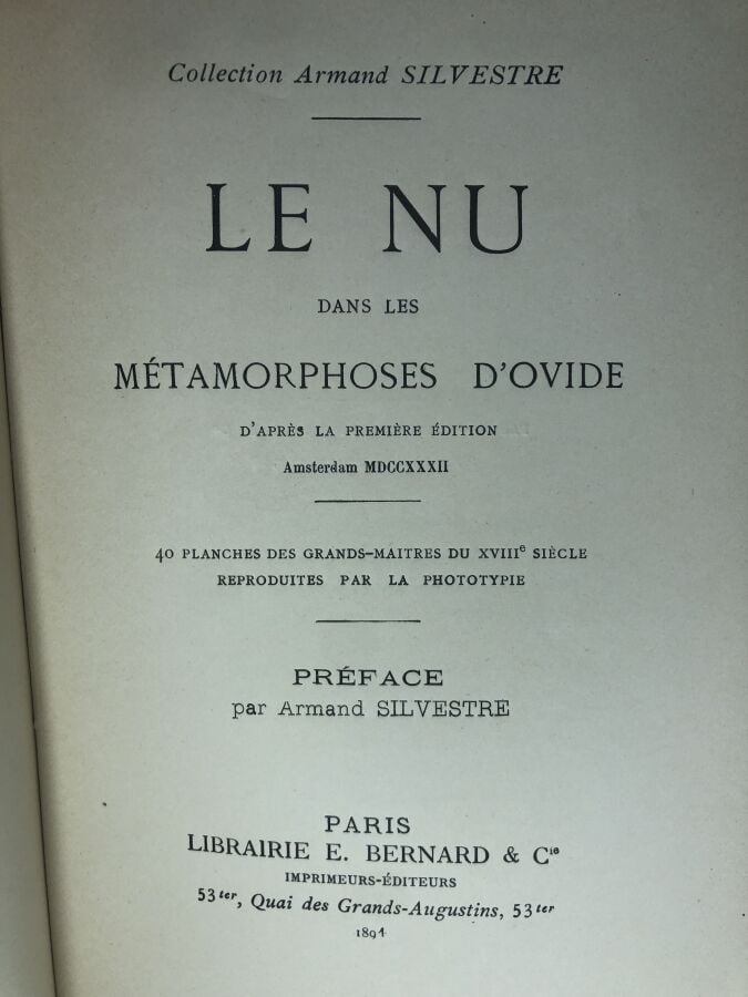 COLLECTIF. - Le nu dans les métamorphoses d'Ovide. Édité à Paris chez Bernard &…