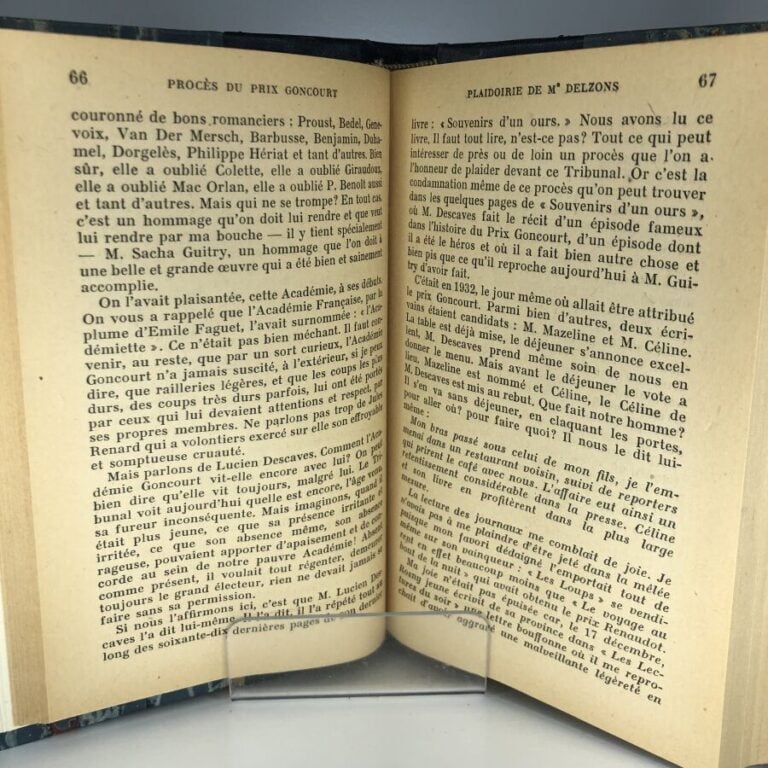 COLLECTIF. - Le procès du prix Goncourt plaidoiries et débats. Édité à Paris ch…