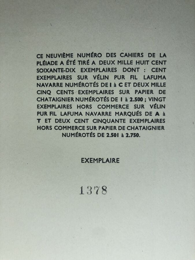 COLLECTIF. - Les cahiers de la pléiade, printemps 1950. Édité à Paris chez Gall…