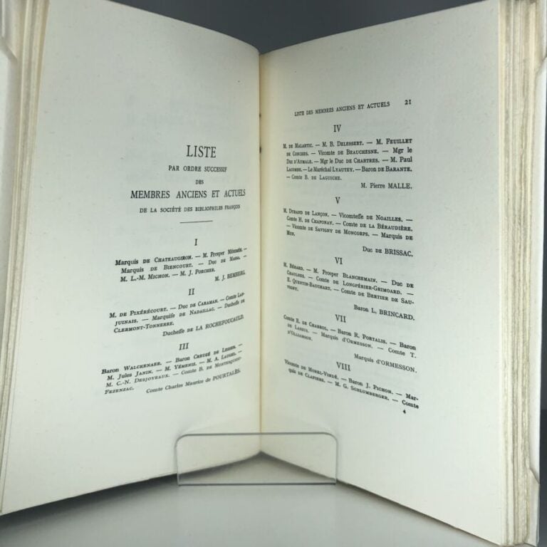 COLLECTIF. - Liste des membres de la Société des Bibliophiles François, fondée…