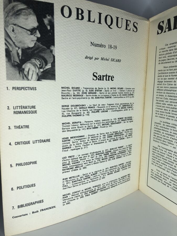 COLLECTIF. - Obliques Numéro special 18/19, Sartre. Édité sans lieu d'édition c…