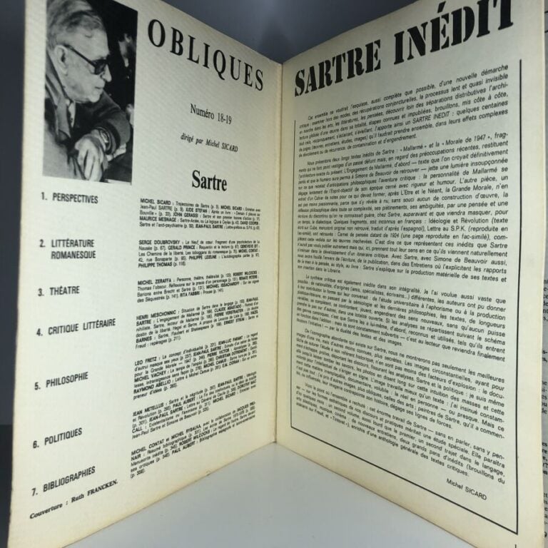 COLLECTIF. - Obliques Numéro special 18/19, Sartre. Édité sans lieu d'édition c…