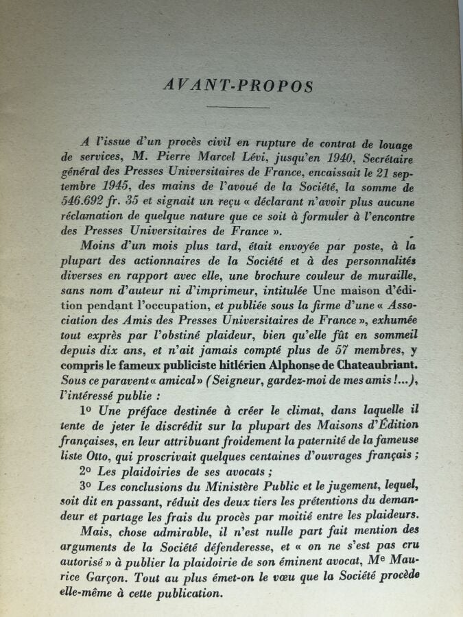 COLLECTIF (Presse universitaire de France). - Pendant l'occupation réponse à un…