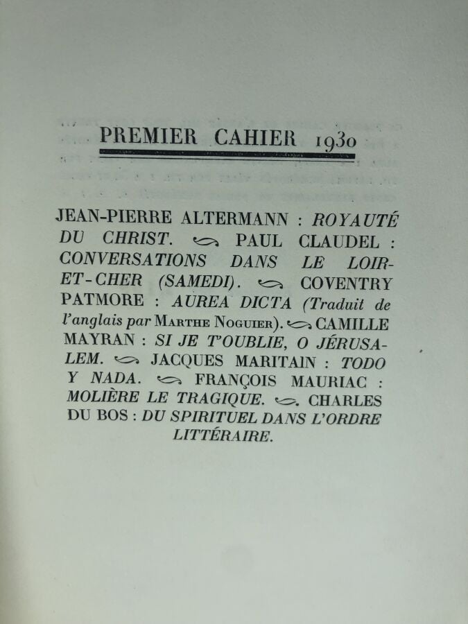COLLECTIF. - Vigile, premier cahier 1930. Édité à Paris chez Grasset en 1930. D…