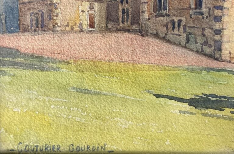 COURTIER GOURDIN (XXe) - Vue de chateau - Aquarelle sur papier - Signé en bas à…